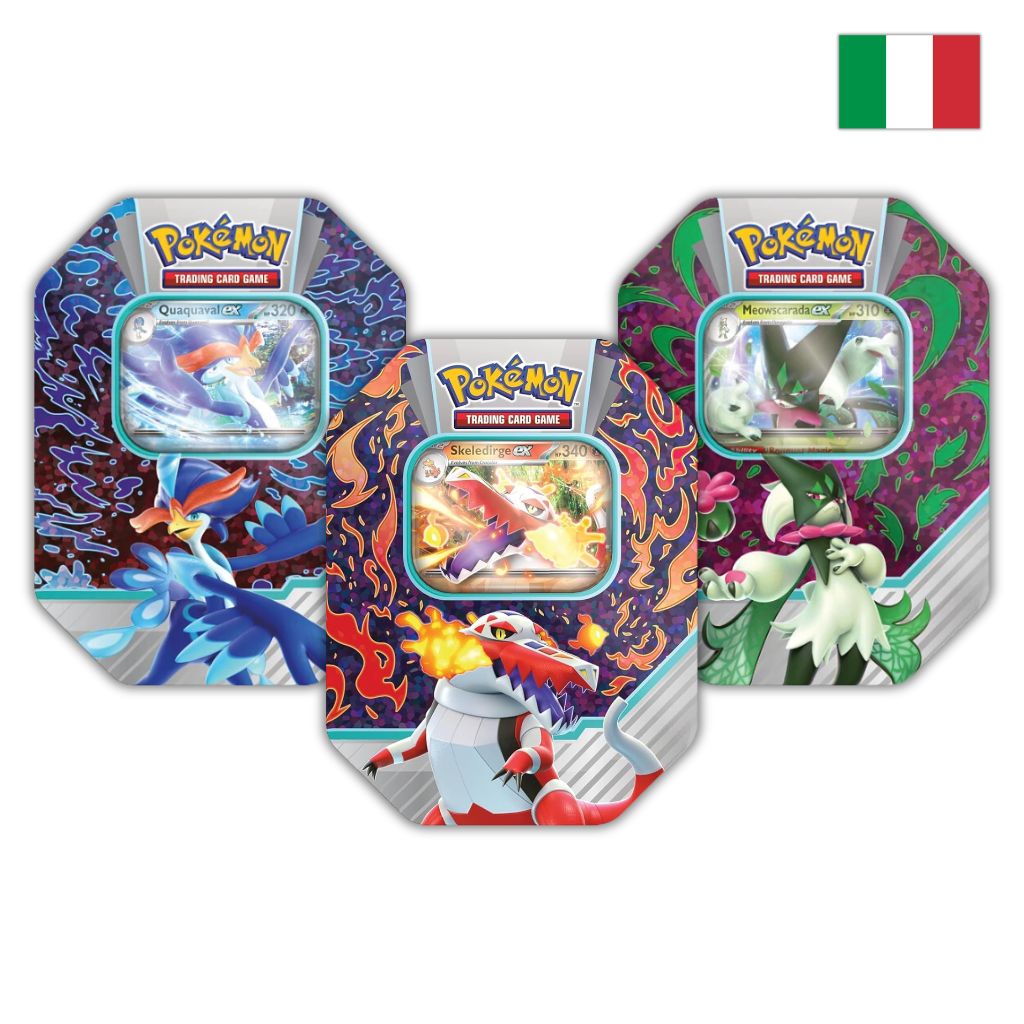 Pokémon Card Game | Tris Tin da Collezione Partner di Paldea: Quaquaval-ex, Skeledirge-ex e Meowscarada-ex (IT)