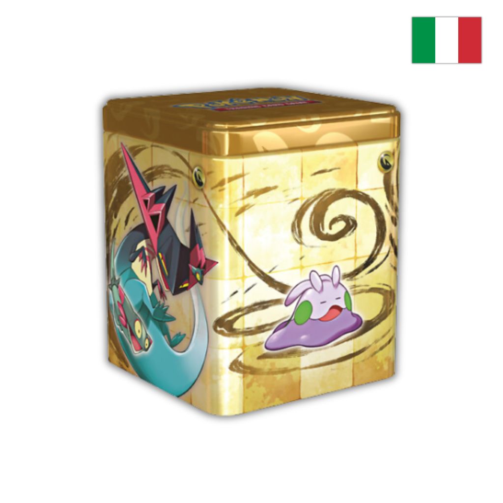 Pokémon Card Game | Stacking Tin da Collezione Tipo Drago: Dragapult, Sliggo, Drampa e Flapple (IT)