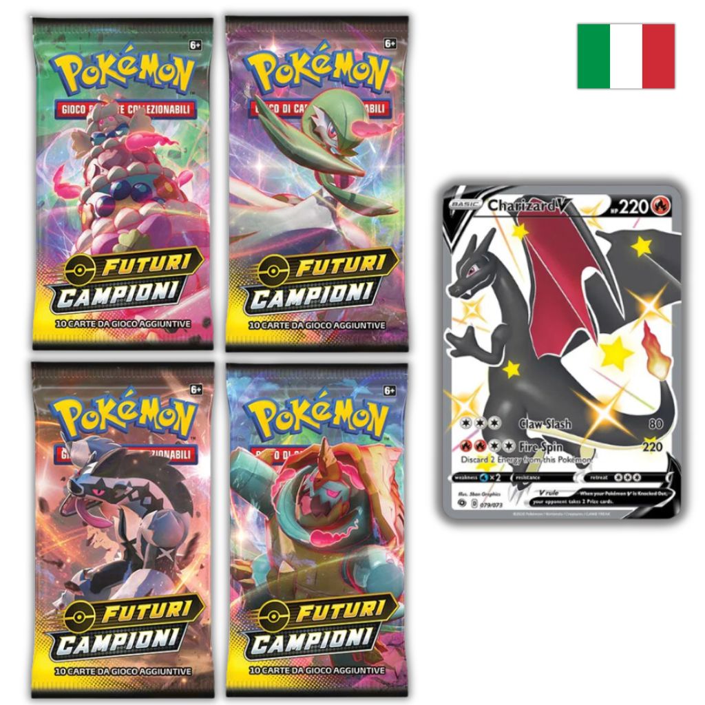 Pokémon Card Game | Spada e Scudo Futuri Campioni 4 Buste Set Artwork (IT)