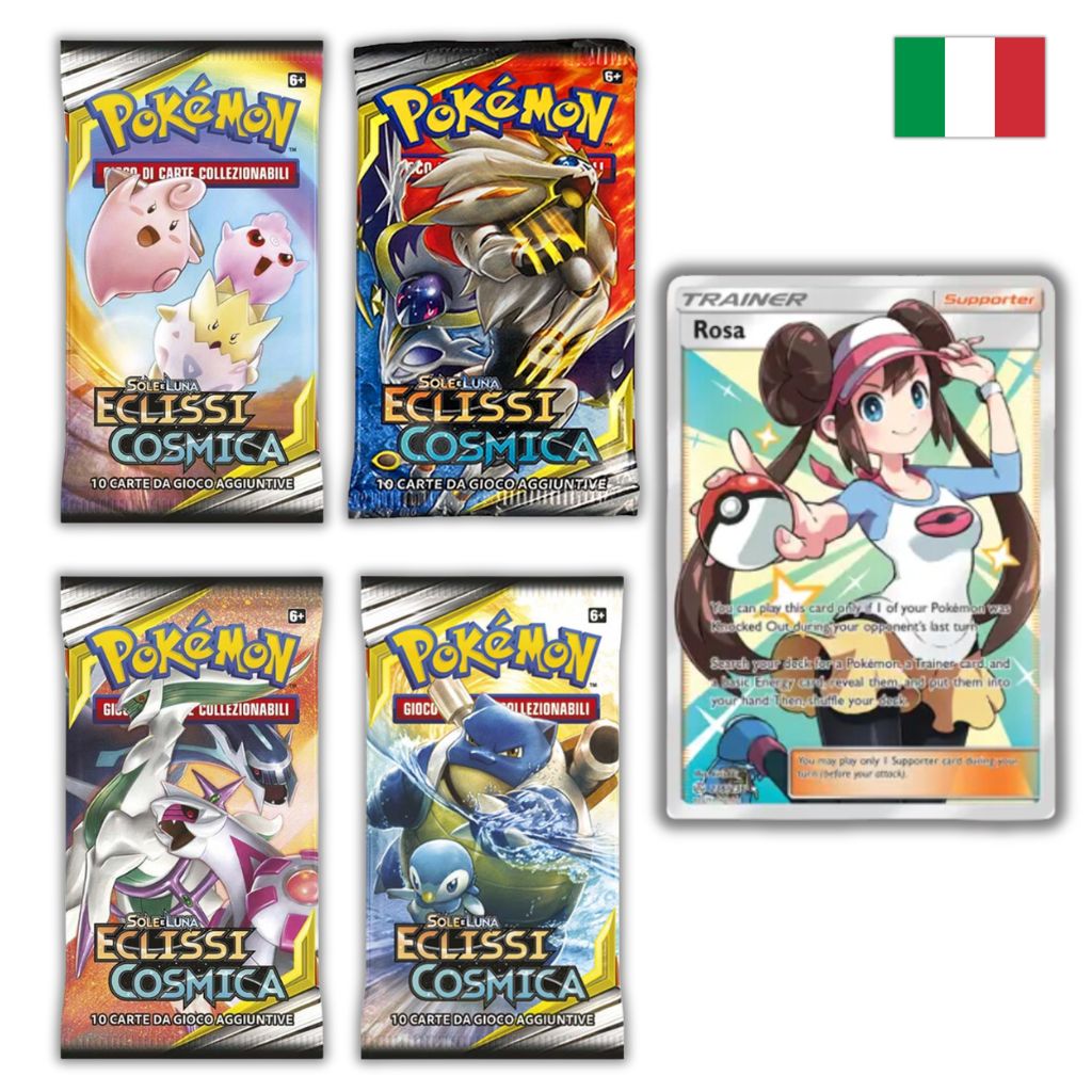 Pokémon Card Game | Sole e Luna Eclissi Cosmica 4 Buste Set Artwork (IT)