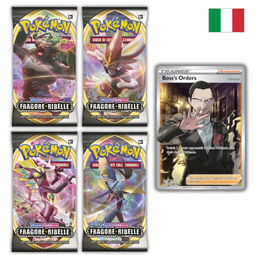 Pokémon Card Game | Spada e Scudo Fragore Ribelle 4 Buste Set Artwork (IT)