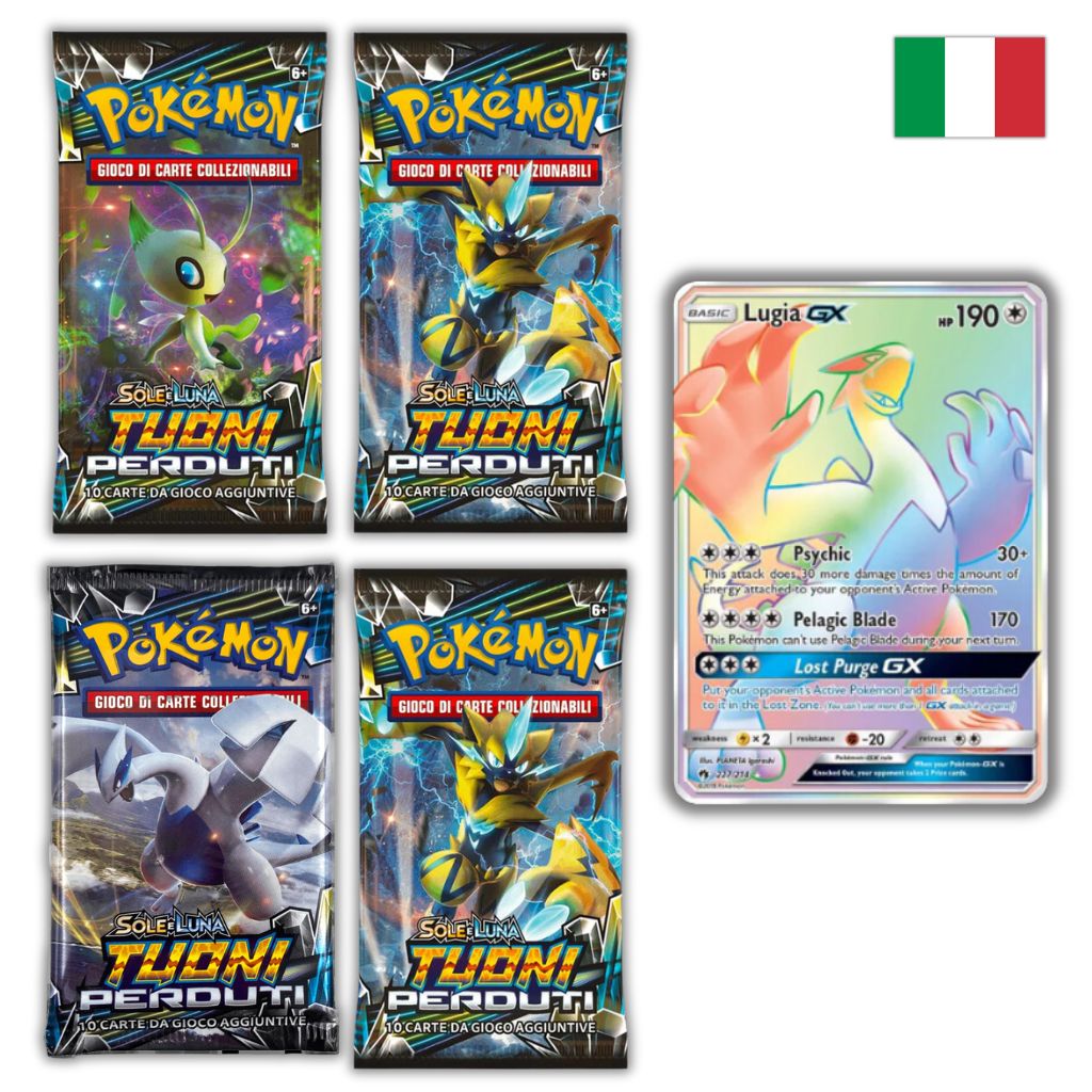 Pokémon Card Game | Sole e Luna Tuoni Perduti 4 Buste Set Artwork (IT)