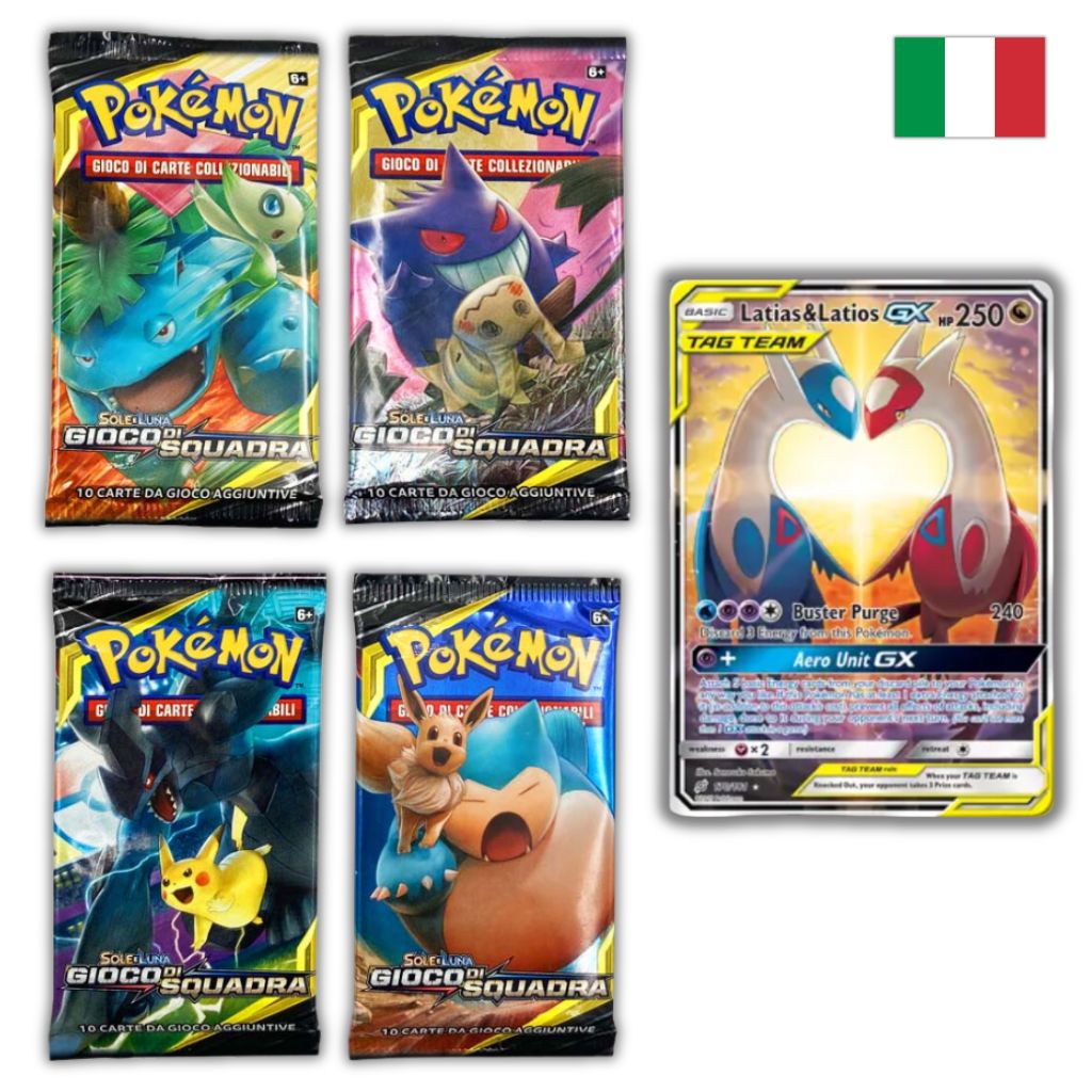 Pokémon Card Game | Sole e Luna Gioco di Squadra 4 Buste Set Artwork (IT)