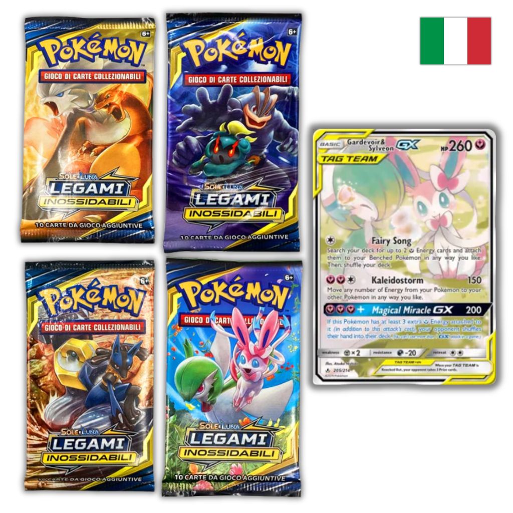 Pokémon Card Game | Sole e Luna Legami Inossidabili 4 Buste Set Artwork (IT)
