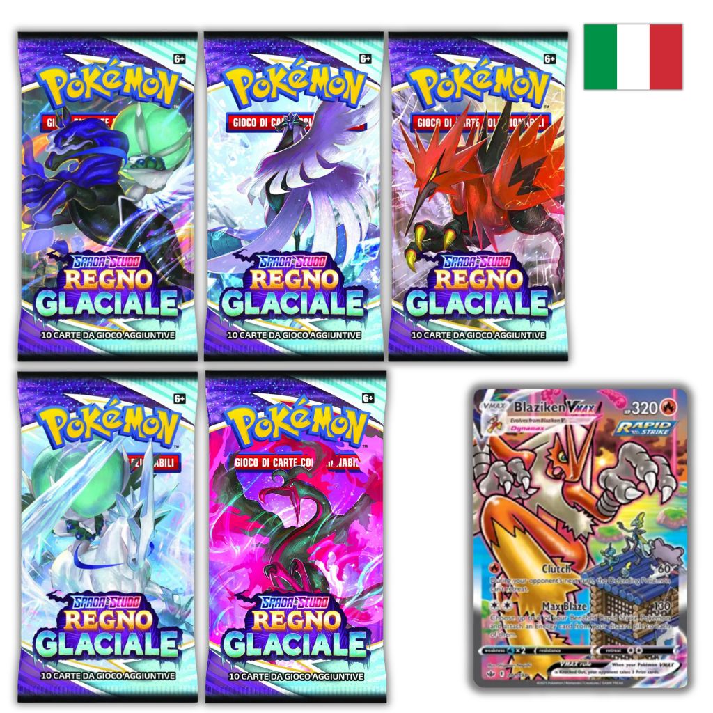 Pokémon Card Game | Spada e Scudo Regno Glaciale 5 Buste Set Artwork (IT)