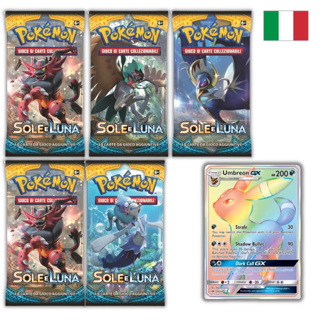 Pokémon Card Game | Sole e Luna 5 Buste Set Artwork (IT)