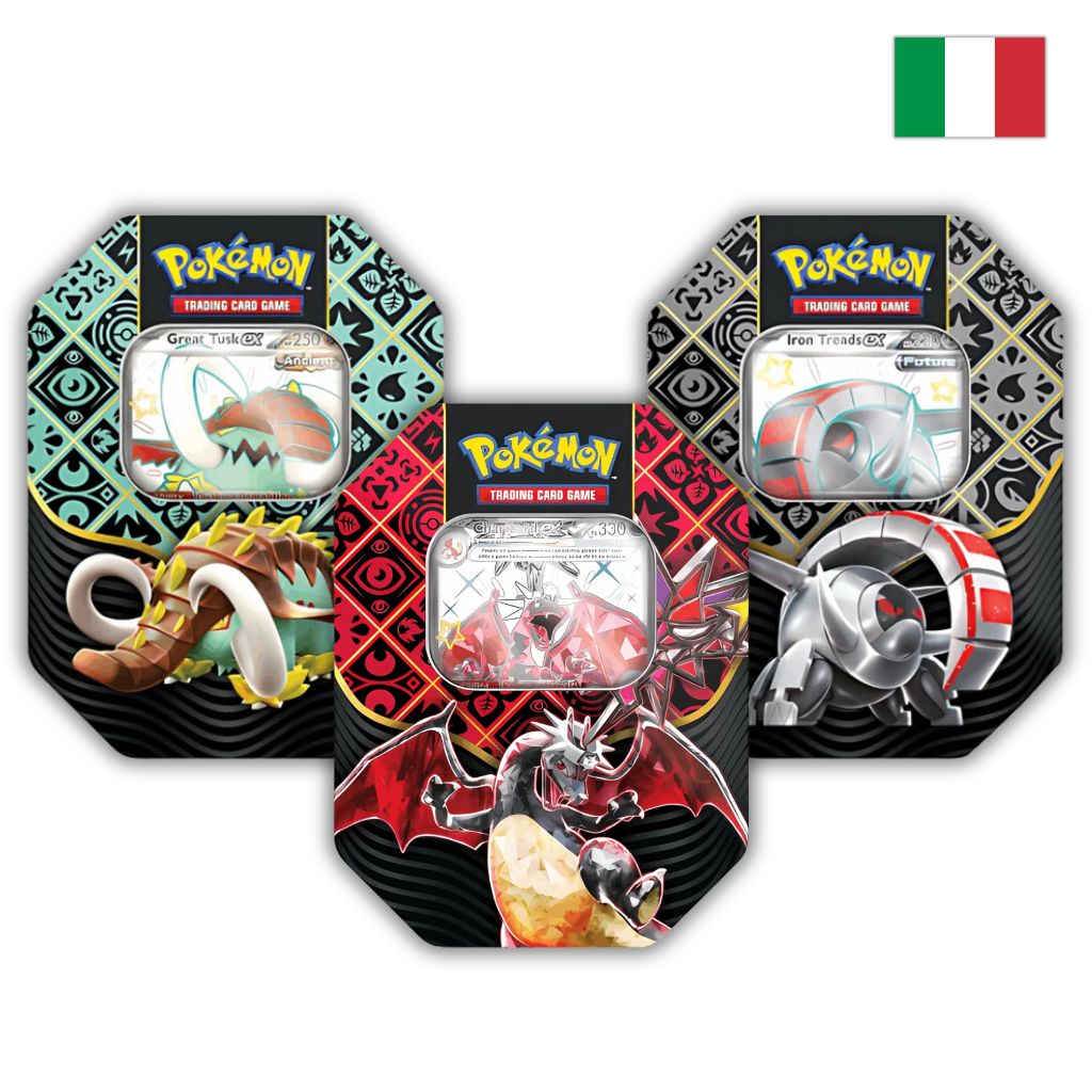 Pokémon Card Game | Tris Tin da Collezione Destino di Paldea: Charizard-ex, Grandizanne-ex e Solcoferreo-ex (IT)