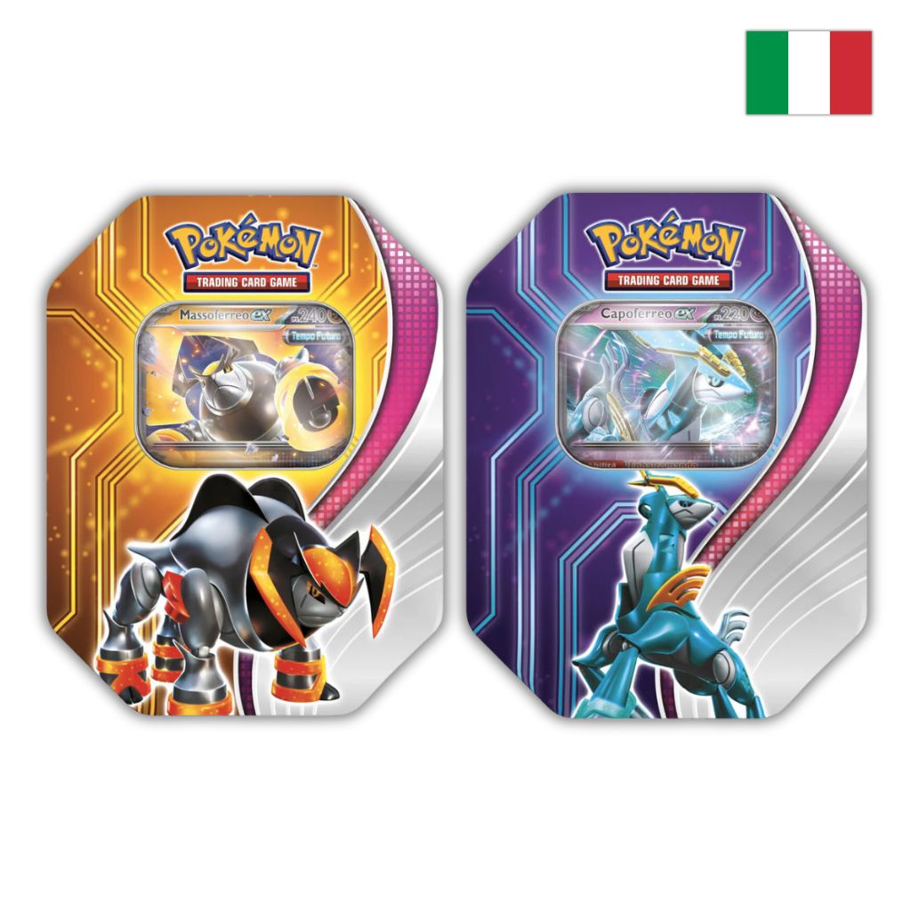 Pokémon Card Game | Duo Tin da Collezione Destini Paradossali: Massoferreo-ex e Capoferreo-ex (IT)