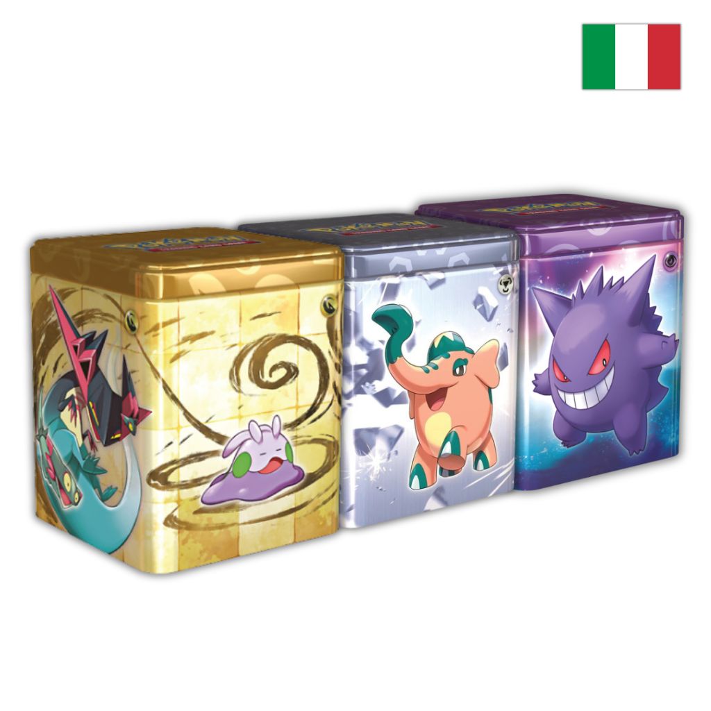 Pokémon Card Game | Tris Stacking Tin da Collezione Tipo: Acciaio, Drago e Psico (IT)