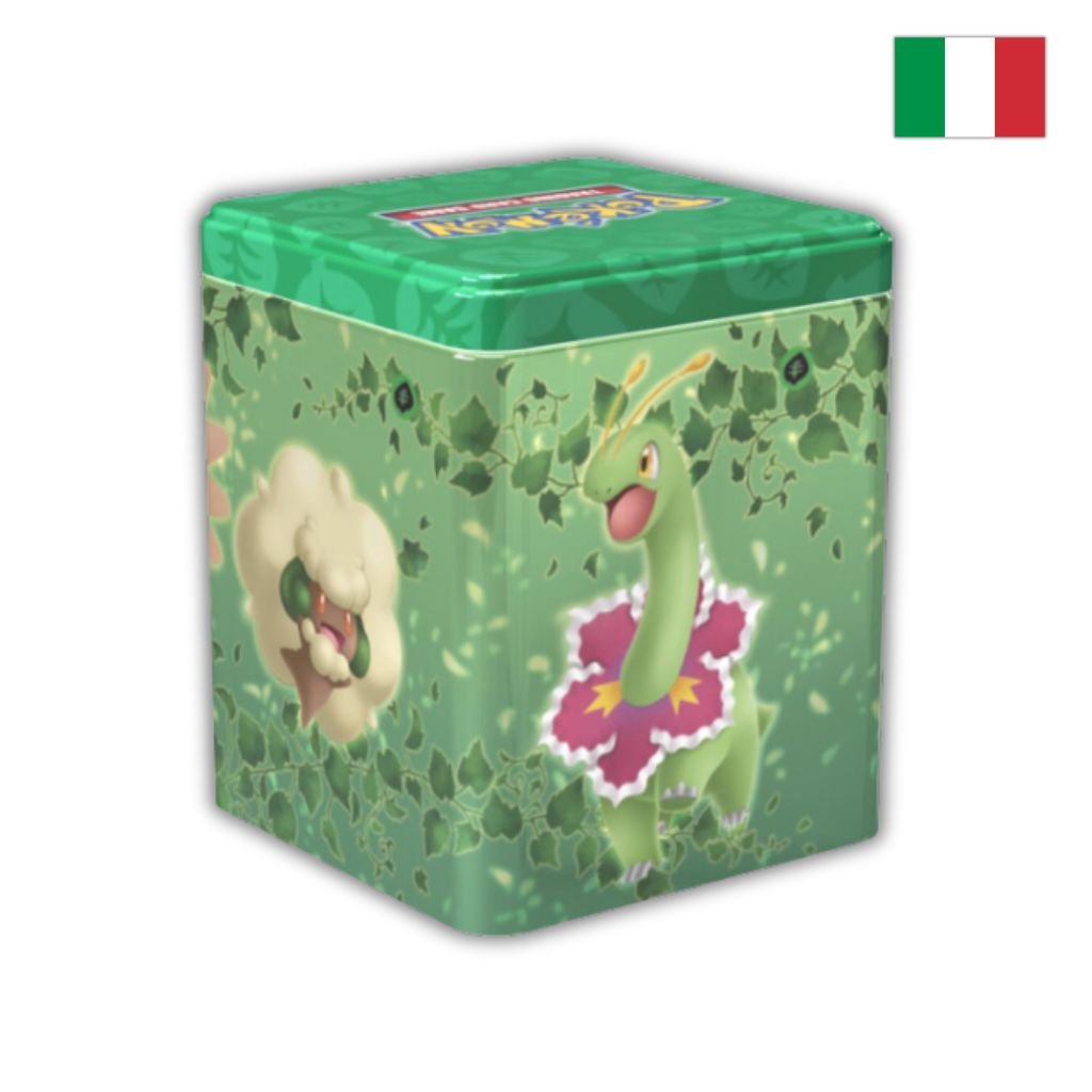 Pokémon Card Game | Stacking Tin da Collezione Tipo Erba: Decidueye, Eldegoss, Meganium, e Whimsicott (IT)