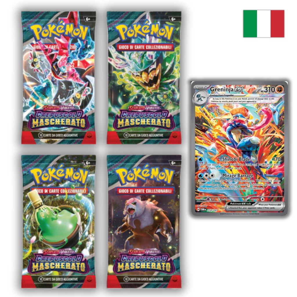 Pokémon Card Game | Scarlatto e Violetto Crepuscolo Mascherato 4 Buste Set Artwork (IT)