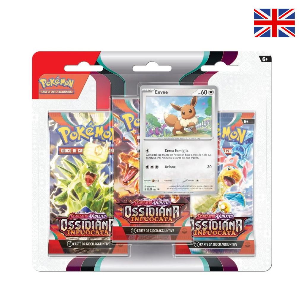 Pokémon Card Game | Collezione Ossidiana Infuocata Eevee - Blister 3 Buste (ENG)