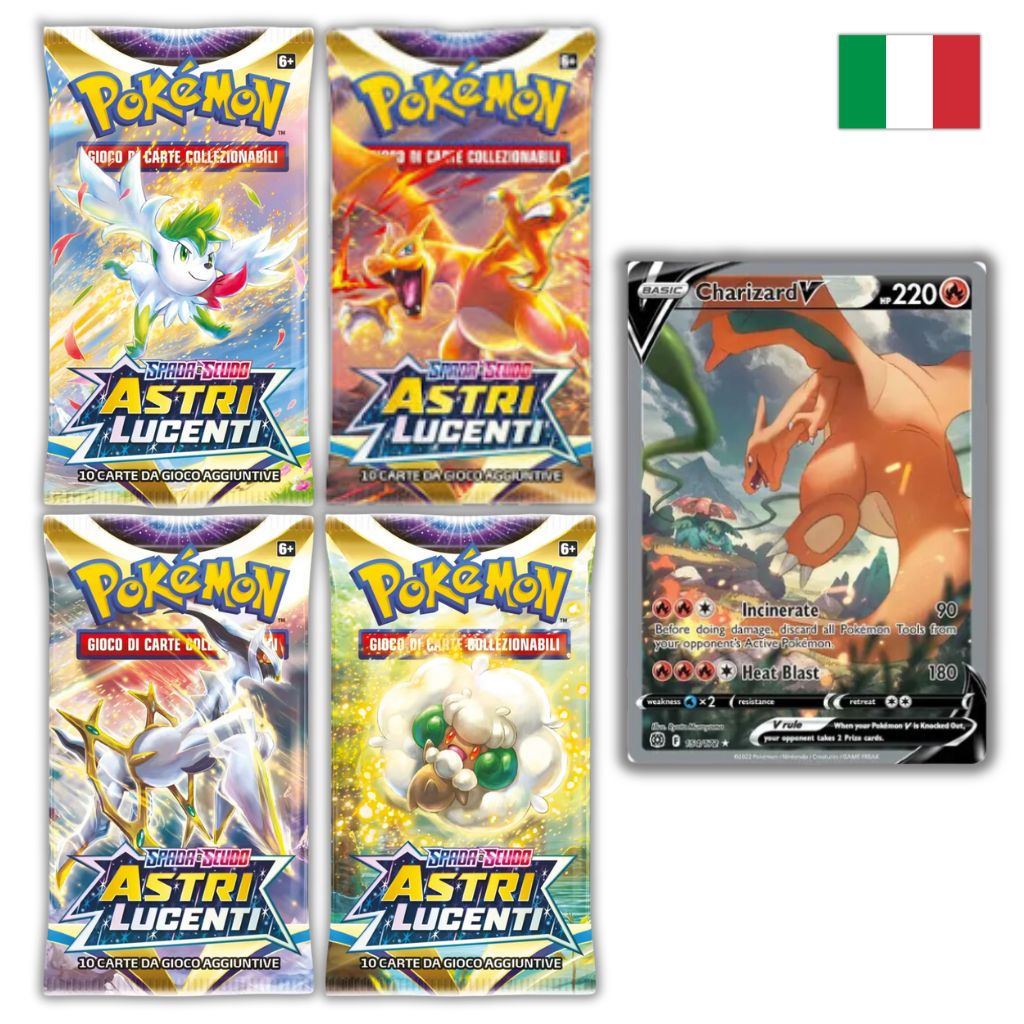 Pokémon Card Game | Spada e Scudo Astri Lucenti 4 Buste Set Artwork (IT)