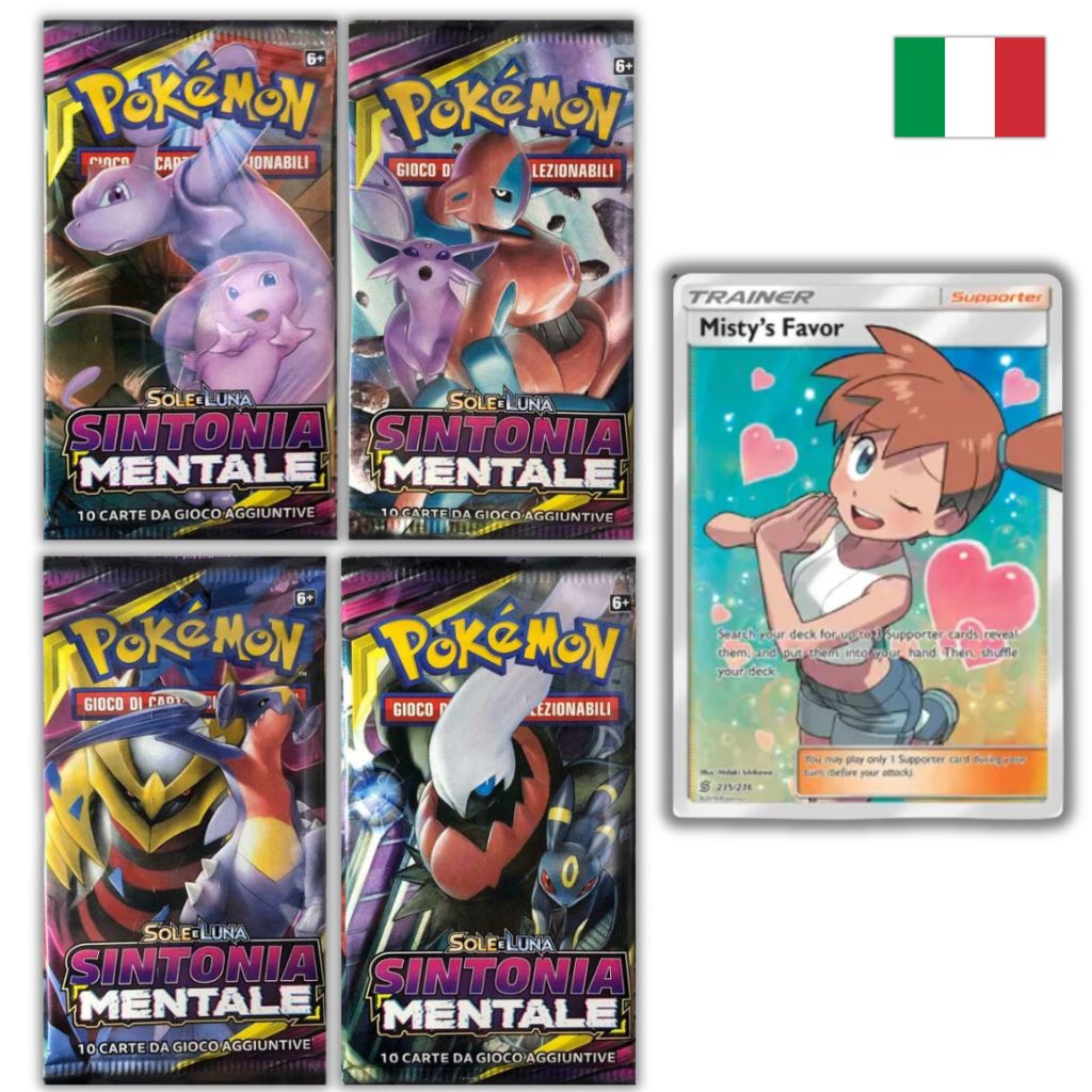 Pokémon Card Game | Sole e Luna Sintonia Mentale 4 Buste Set Artwork (IT)