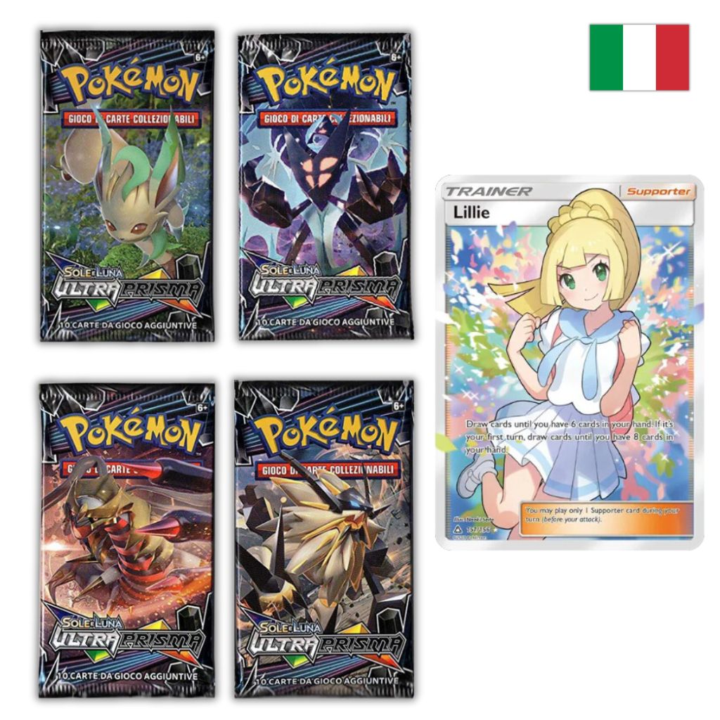 Pokémon Card Game | Sole e Luna Ultra Prisma 4 Buste Set Artwork (IT)